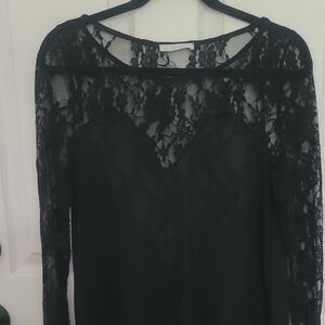 Elegant Black Lace Long Sleeve Top
